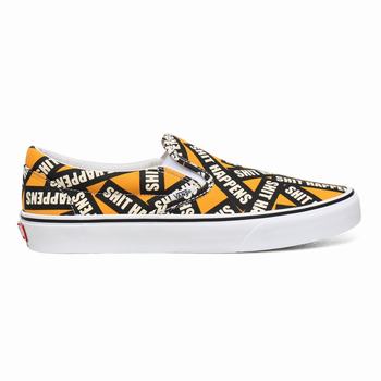 Vans Shit Happens Classic - Miesten Slip-on kengät - Keltainen/Valkoinen